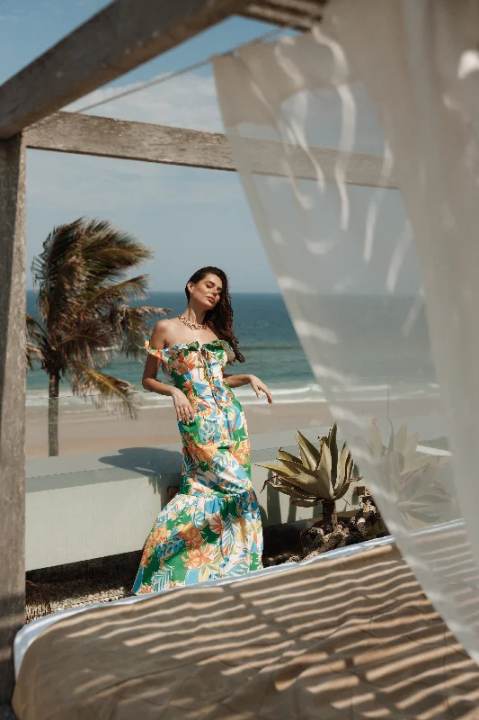 Weekend Shopping Highlights Harriet Off Shoulder Maxi Dress - Malta Print