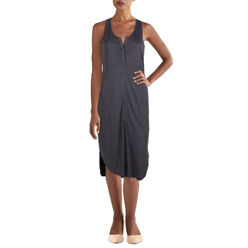 Weekend Discount Blast Heather Womens Henley Casual Midi Shift Dress