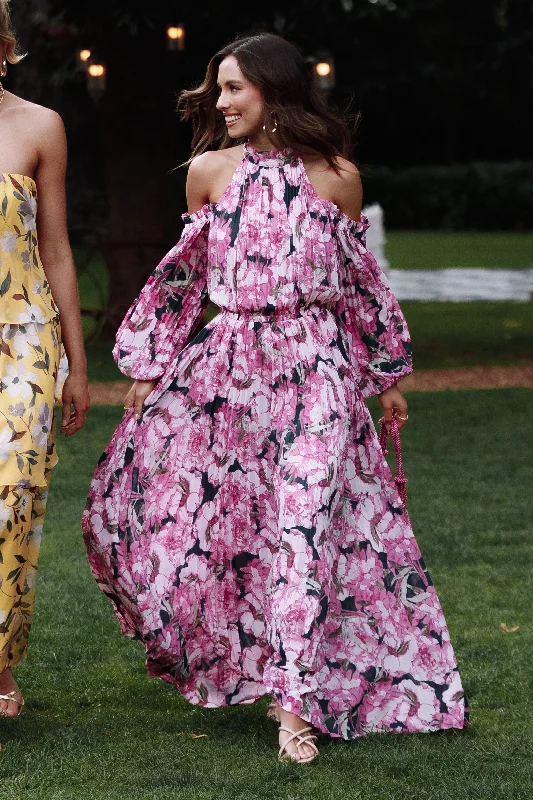 Weekend Buy More Save More Hilary Pleated Maxi Dress - Pink Floral