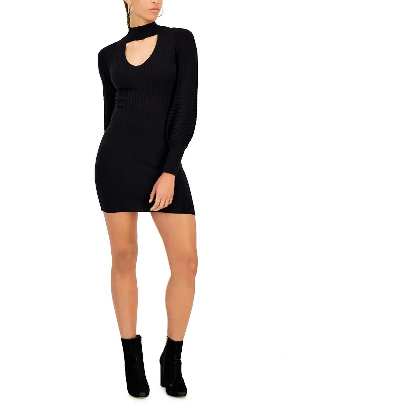 Instant Discount Hooked Up Womens Juniors Ribbed Mini Sweaterdress