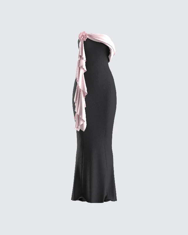 Unbeatable Bargains Ishita Black Draped Maxi Dress