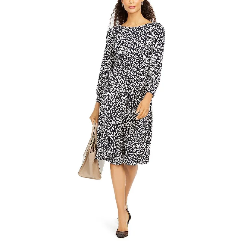 Weekend Sale Frenzy Jessica Howard Womens Petites Cheetah Print Midi Sheath Dress