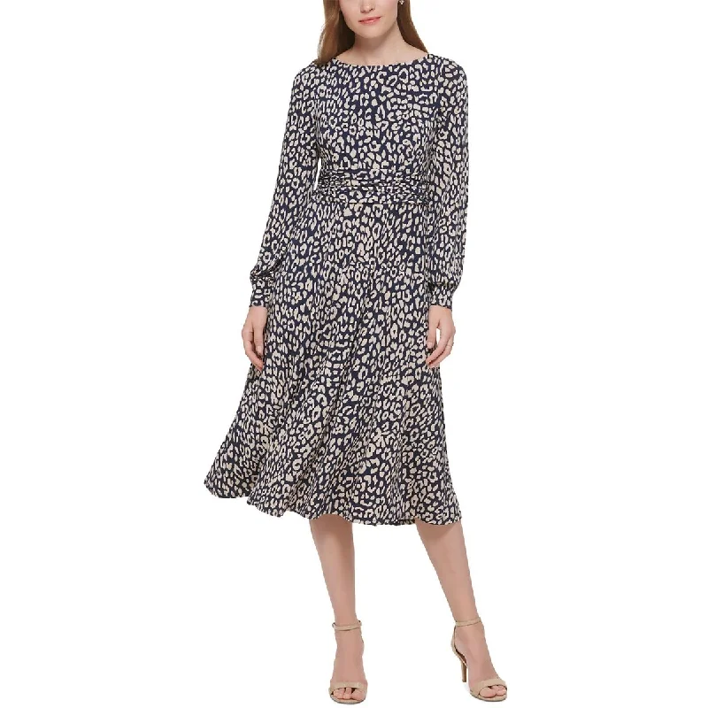 Massive Sale Event Jessica Howard Womens Leopard Print Ruched Midi Dress