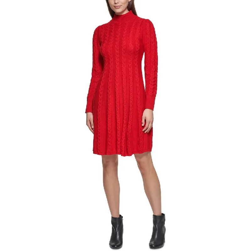 Weekend Flash Savings Jessica Howard Womens Petites Knit Cable Knit Sweaterdress