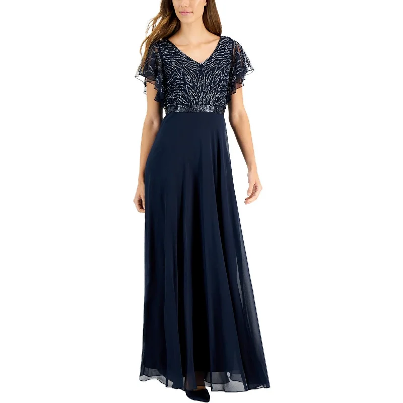 Seasonal Sale JKara Womens Plus Embellished V-Neck Evening Dress