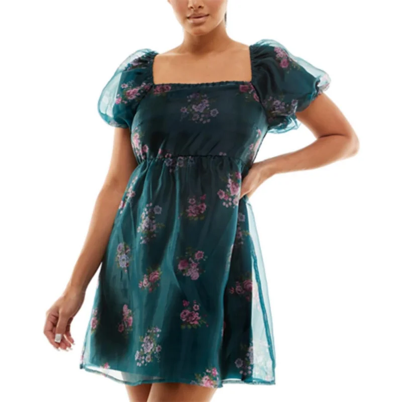 Weekend Price Slash Jolt Womens Floral Print Fit & Flare Dress