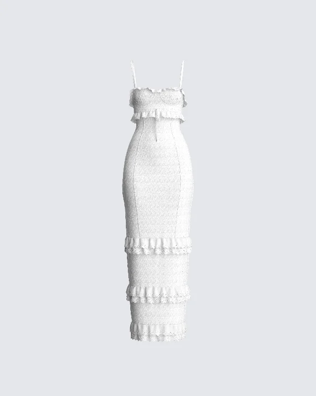 Big Savings Juniper White Eyelet Maxi Dress