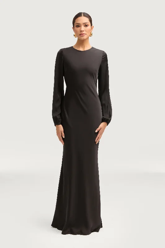 Weekend Deals Galore Kamila Satin Maxi Dress - Black
