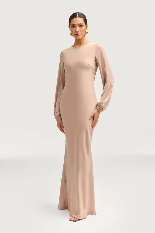 Weekend Best Buys Kamila Satin Maxi Dress - Caffe