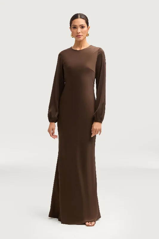 Weekend Big Discount Event Kamila Satin Maxi Dress - Espresso