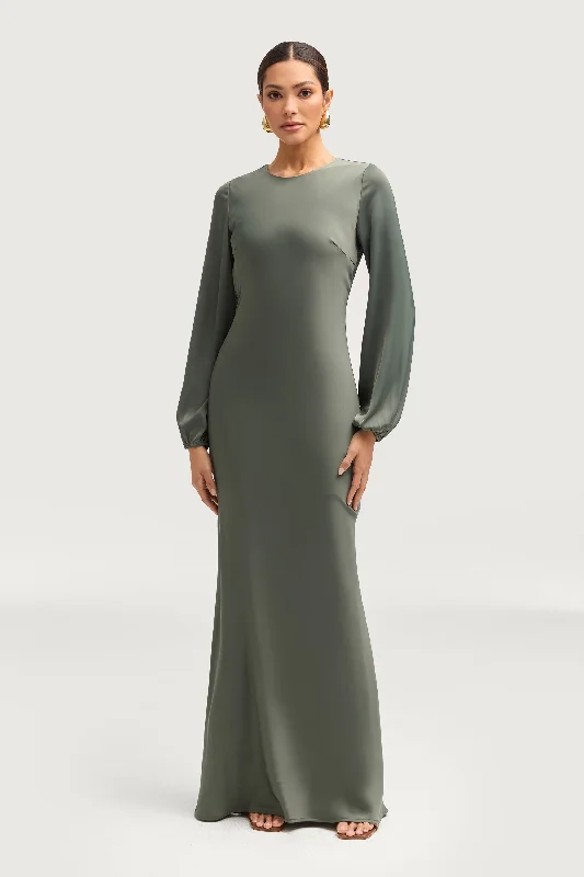 Weekend Must-Have Offers Kamila Satin Maxi Dress - Sage