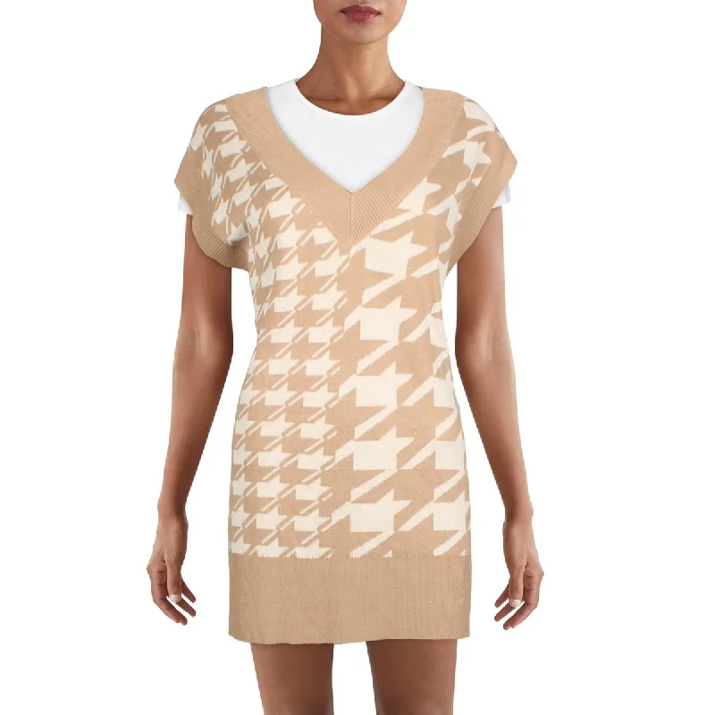 Hurry, While Stocks Last Kingston Grey Womens Knit Houndstooth Sweaterdress