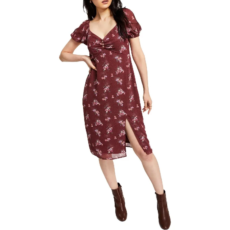 Big Bargain Bonanza Kit & Sky Womens Juniors Floral Ruched Midi Dress