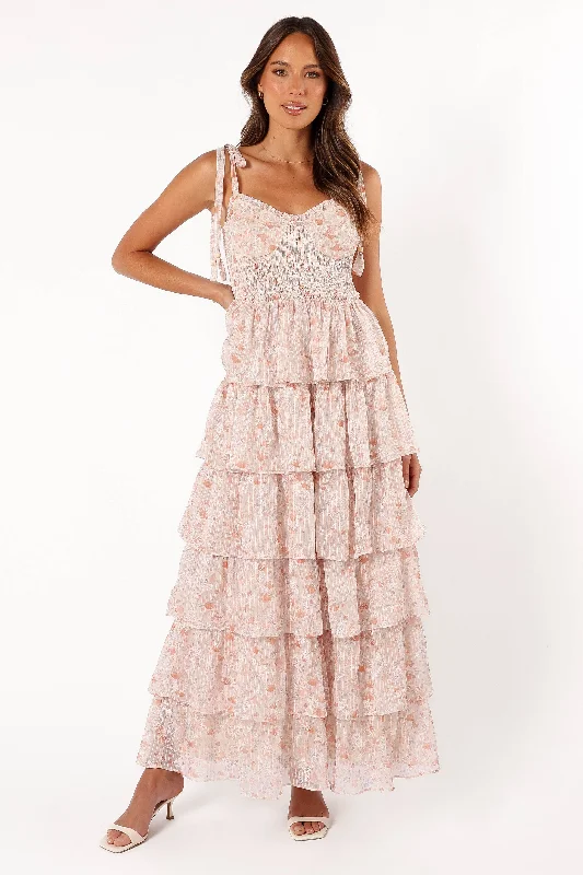 Weekend Clearance Frenzy Kristah Maxi Dress - Peach Floral