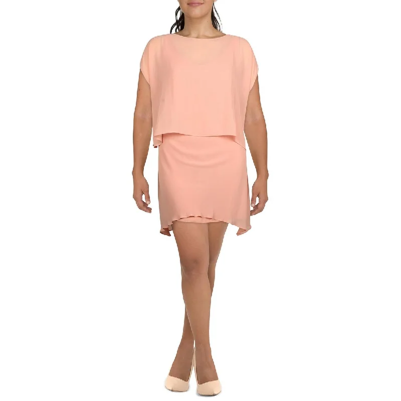 Weekend Limited-Time Offers Lauren Ralph Lauren Womens Chiffon Short Sleeves Sheath Dress
