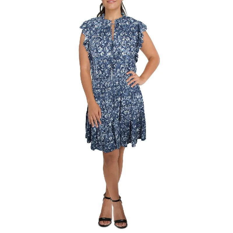 Shop & Save Instantly Lauren Ralph Lauren Womens Ruffled Midi Fit & Flare Dress