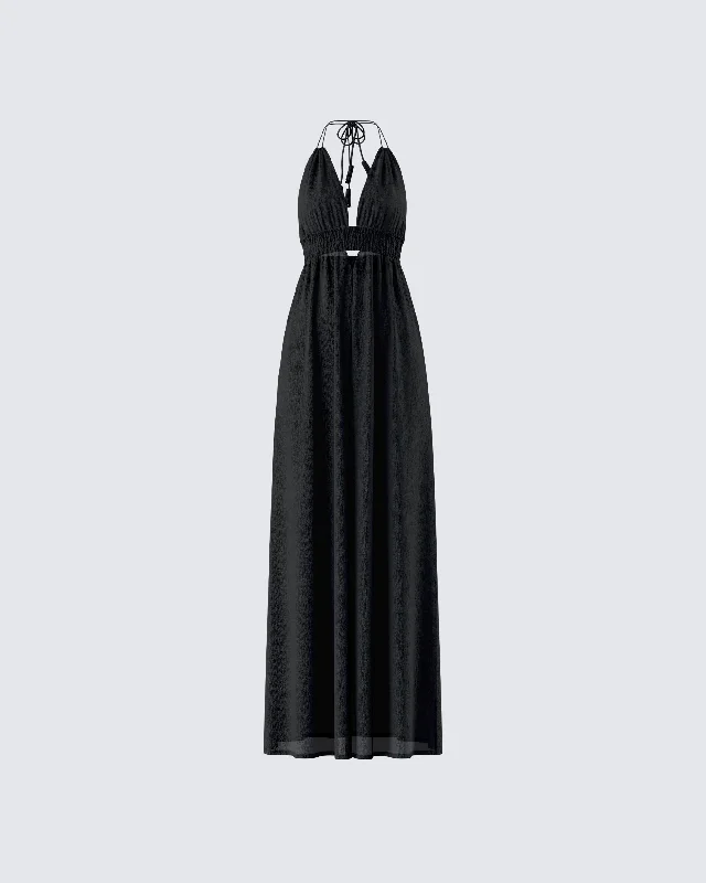 Flash Sale Leida Black Halter Maxi Dress