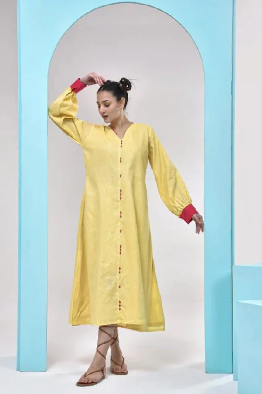 Weekend Only Sale Lemon Pink Cotton Midi Dress