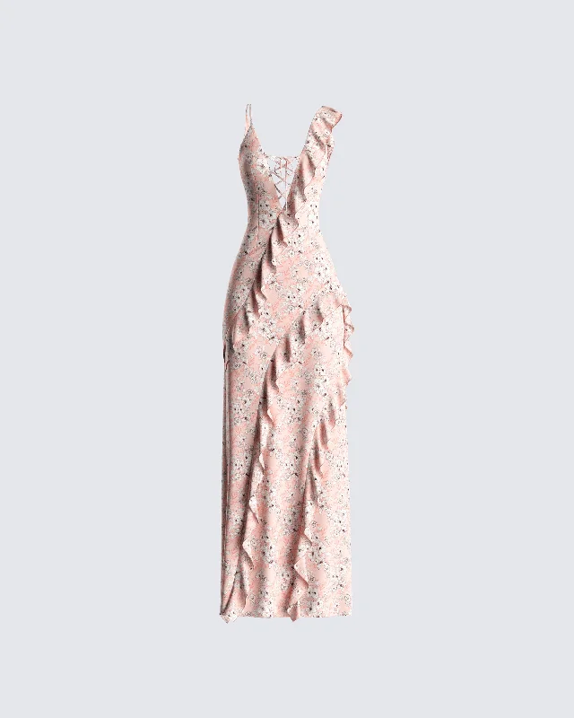 Buy More, Save More Leonie Peach Floral Maxi Dress