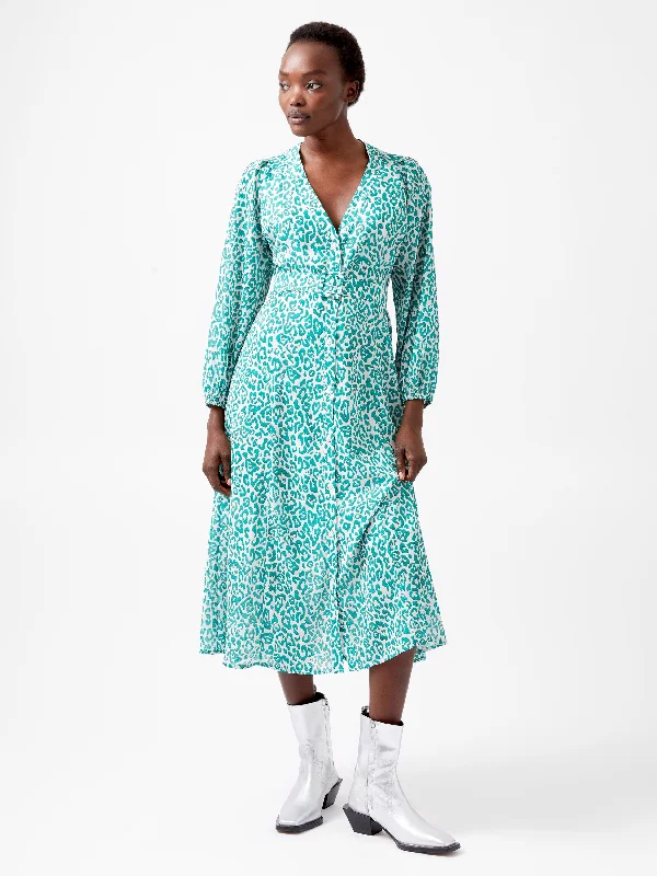 The Big Clearance Leopard Georgette Midi Dress
