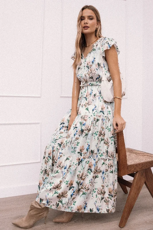 Weekend Bargain Time Lizzie Midi Dress - Cream Floral