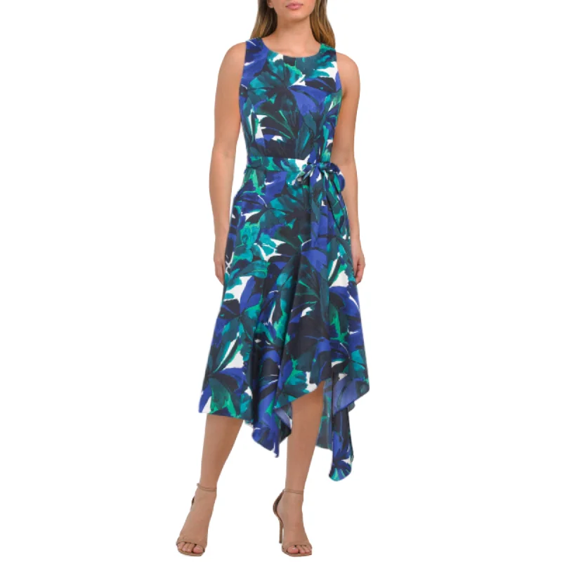 Exclusive Weekly Sale London Times Women's  Floral Print Fit &Flare Asymmetrical Midi Dress