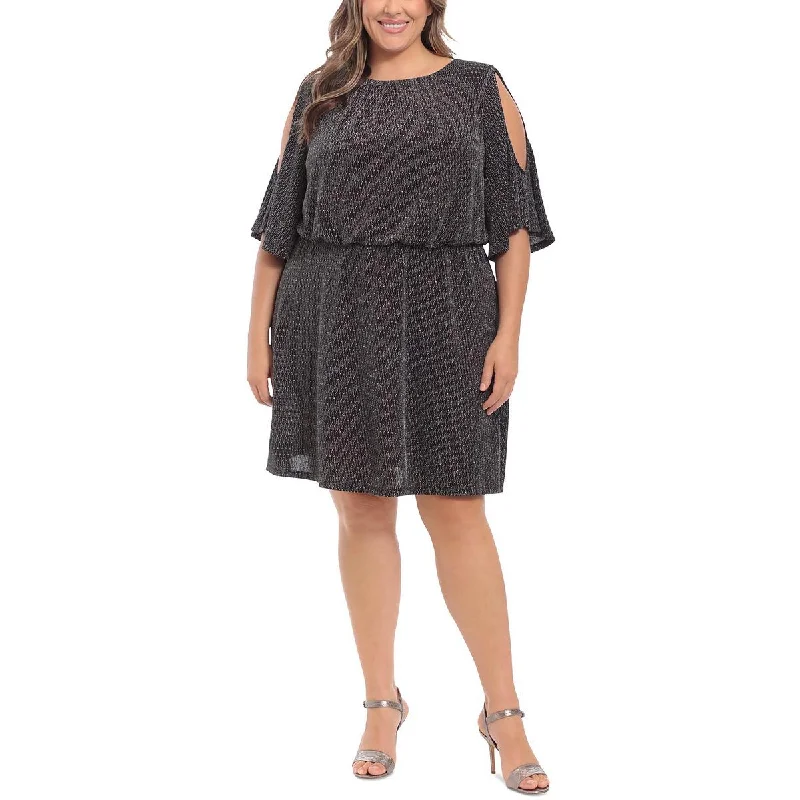 Limited Time Only London Times Womens Plus   Metallic Drape Tunic Dress