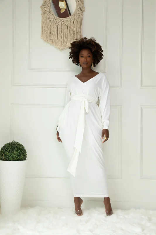 Weekend Sale Extravaganza Long Sleeved Slouch Maxi Dress- Jibri