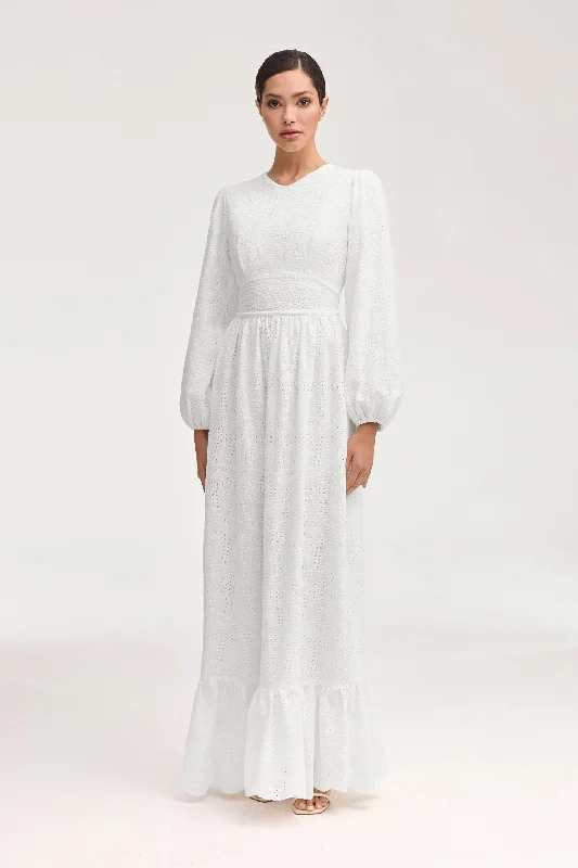 Flash Sale Luciana White Eyelet Maxi Dress