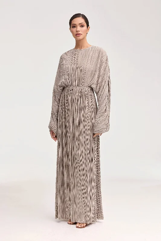 Unmissable Deals Manal Satin Plisse Batwing Maxi Dress - Taupe