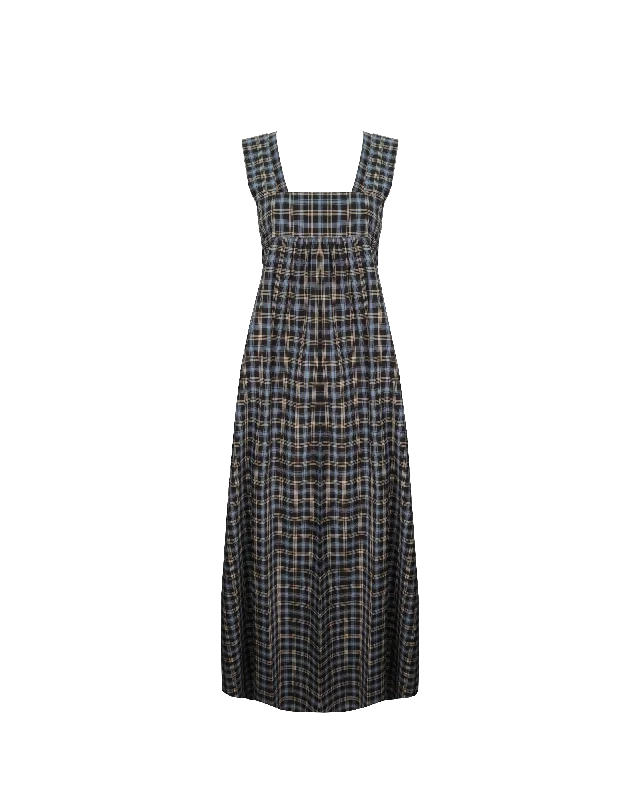 Weekend Markdowns MARGIE TIE-BACK MAXI DRESS BLACK TARTAN