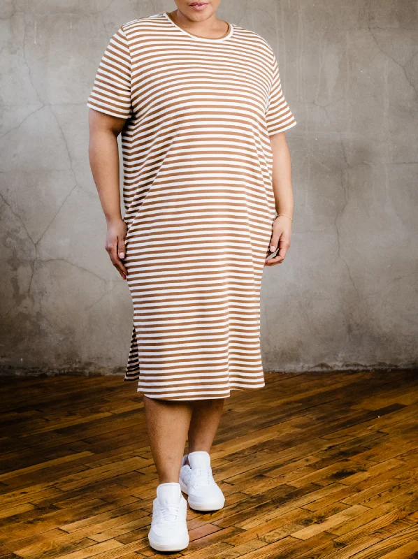 Exclusive Savings Maria Boxy Midi Dress - Pecan Stripe