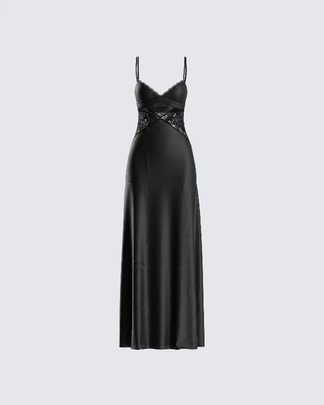 Weekend Offers and Savings Mei Black Lace Insert Maxi Dress
