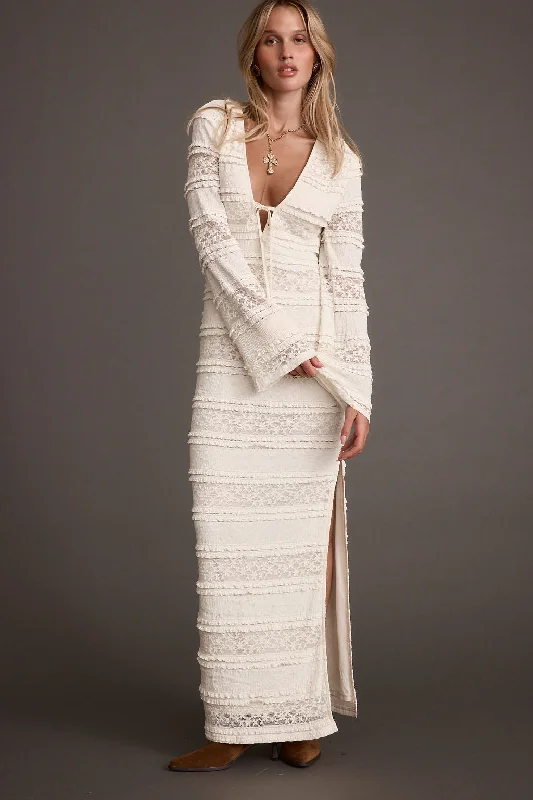 Weekend Clearance Frenzy Melrose Ivory Long Sleeve Lace Maxi Dress