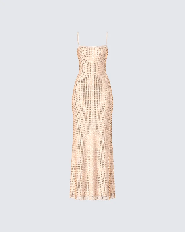 Weekend Shopping Fiesta Michal Gold Sequin Maxi Dress