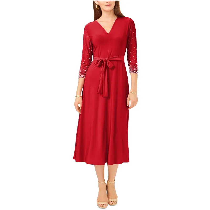 Massive Discounts MSK Womens Petites Beaded Mid Calf Midi Dress