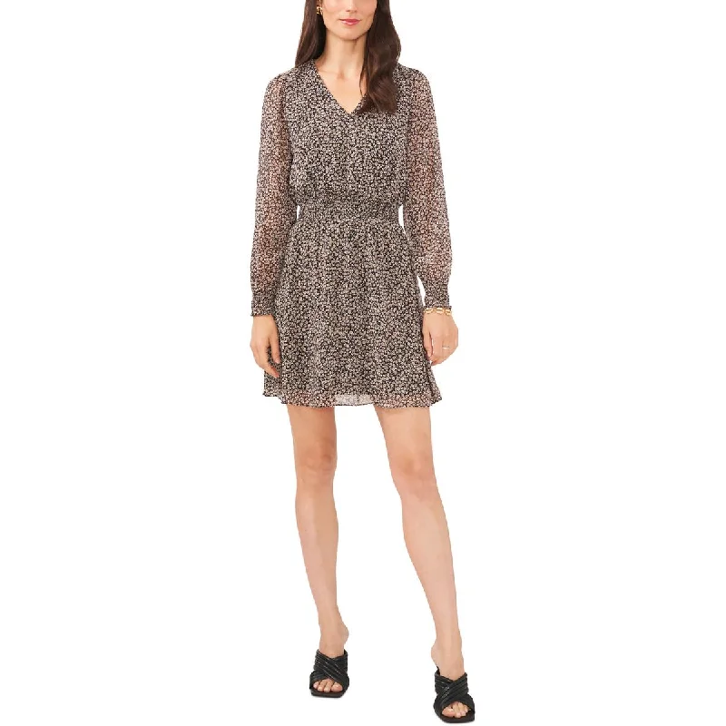 Only for You MSK Womens Petites Floral Mini Fit & Flare Dress
