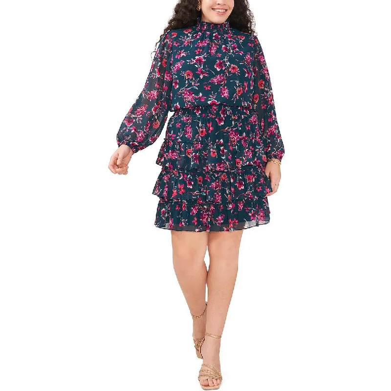 Weekend Hot Prices MSK Womens Plus Floral Knee Fit & Flare Dress