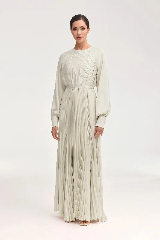 Best Price Guarantee Nadira Satin Pleated Maxi Dress - Pearl
