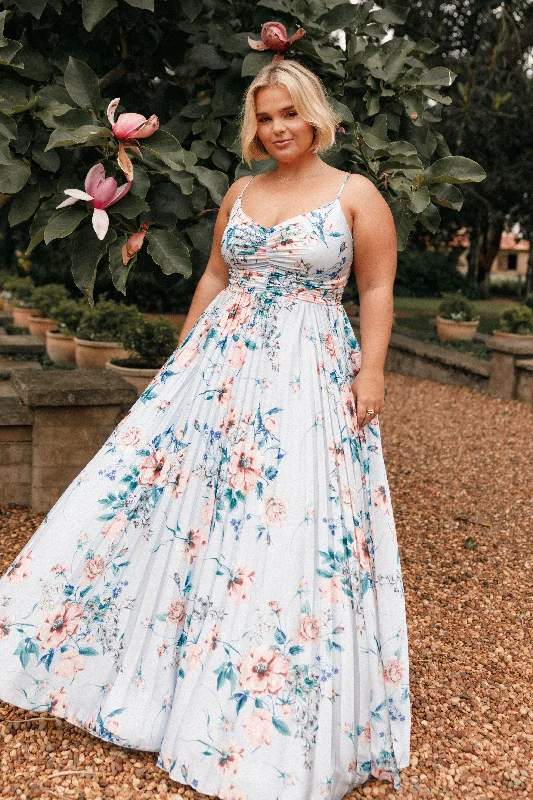 Shop Now, Save More Naira Pleated Maxi Dress - Blue Floral