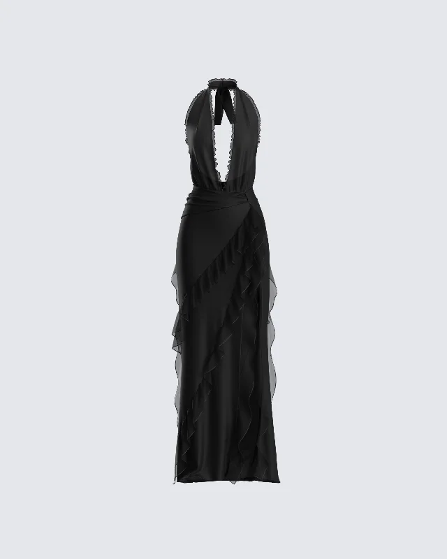 Weekend Best Price Deals Nandi Black Ruffle Maxi Dress