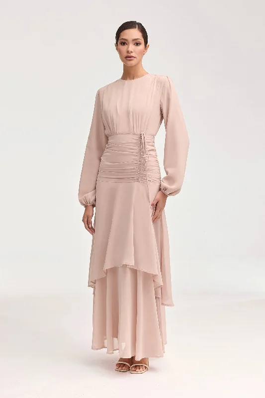 Shop & Save Big Narjis Side Rouched Maxi Dress - Jasmine Pink