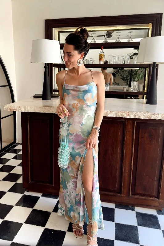 Weekend Offers and Savings Natalia Pastel Floral Printed Maxi Dress