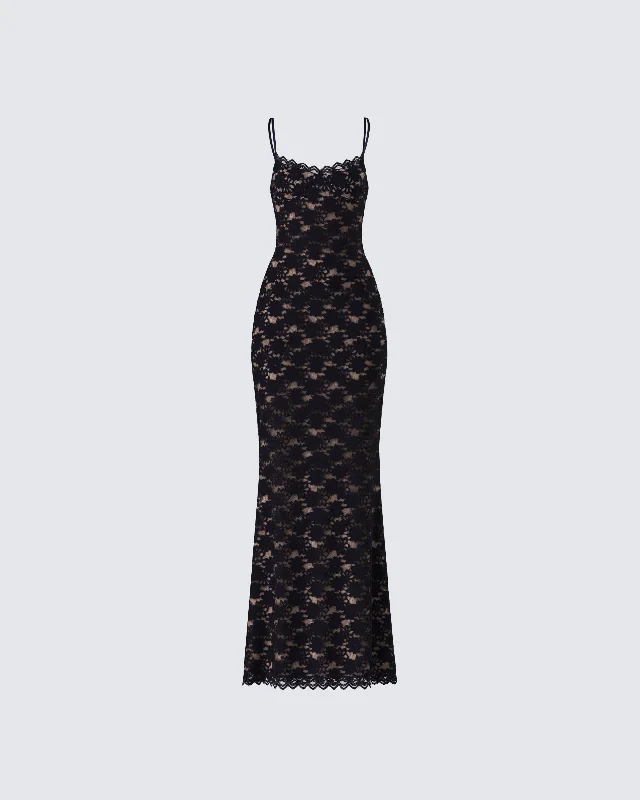 Weekend Shopping Deals Nevaeh Black Lace Maxi Dress