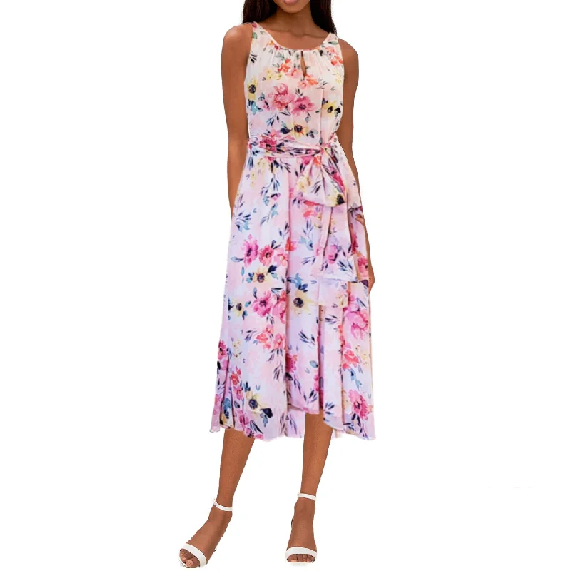 Big Sale Event Nicole Miller Women's Halter Neck Floral Print Hi-low Hem Midi Dress