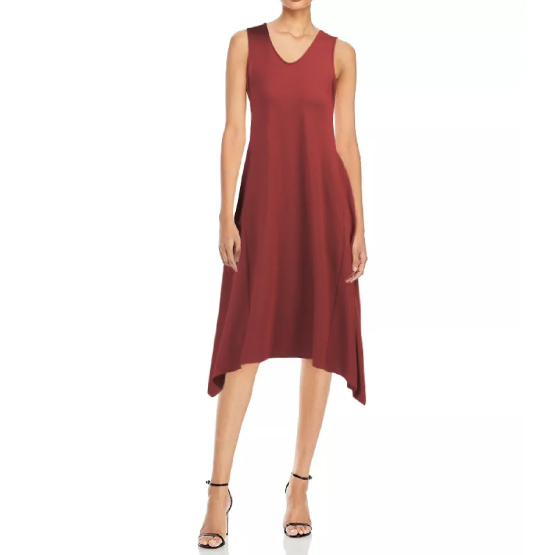 Weekend Top Offers ANNE KLEIN Solid Serenity Sharkbite Hem Tank Midi Dress