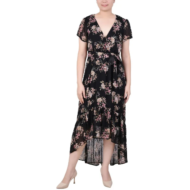 Weekend Price Breaks NY Collection Womens Petites Chiffon Hi-Low Midi Dress