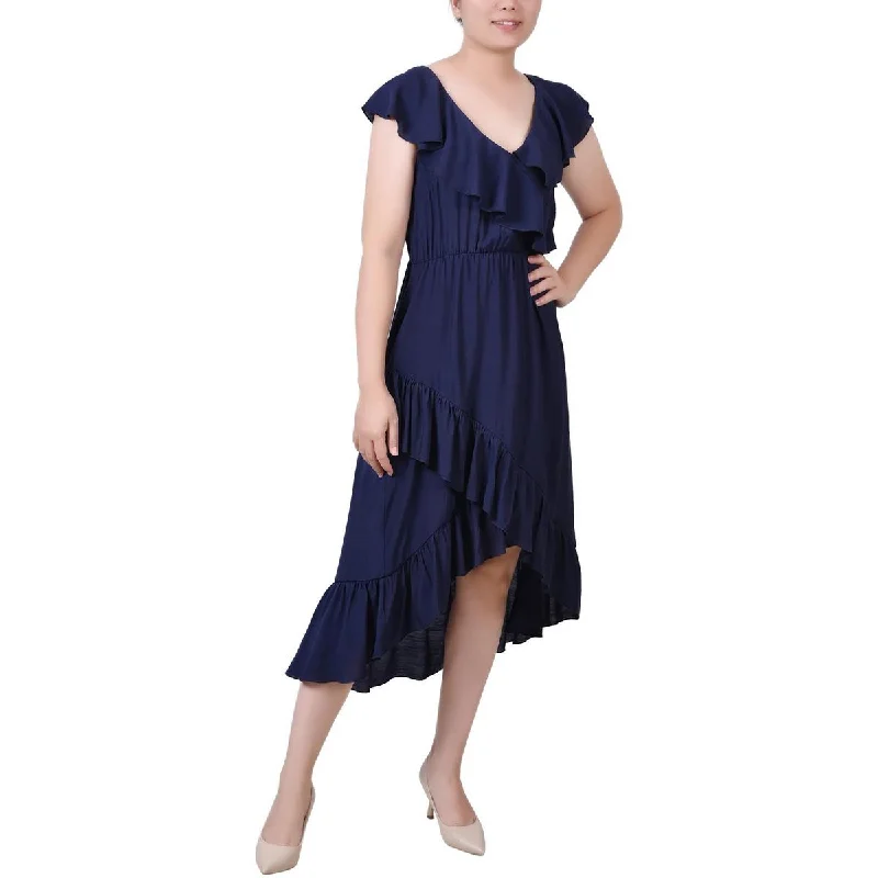 Limited Time Bargain NY Collection Womens Petites Ruffled Hi-Low Midi Dress