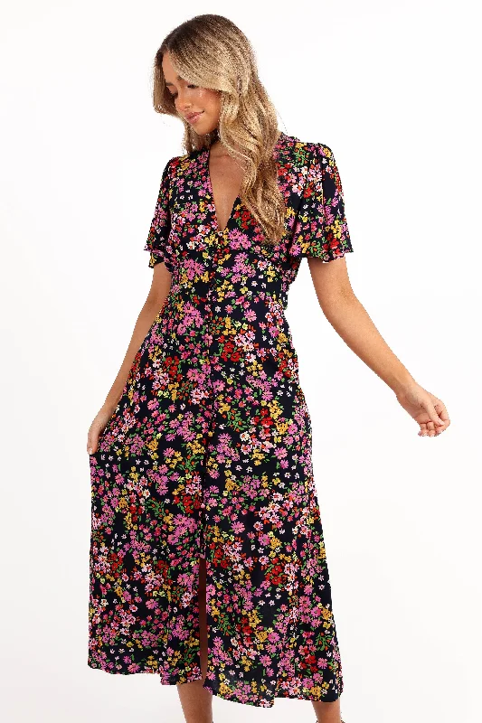 Weekend Hot Picks Owena Midi Dress - Midnight Daisy