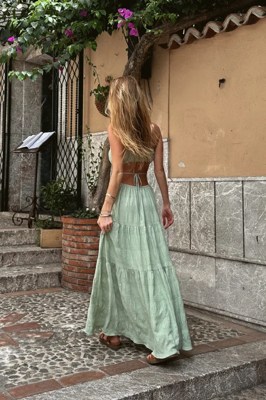 Price Slash Paola Sage Boho Maxi Dress